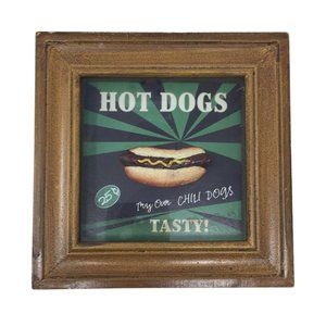 Hot Dogs Tasty! Try Our Chili Dogs! 25 C Framed Vintage advertising Art 6.75" Ta
